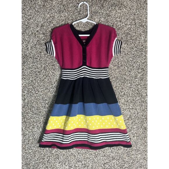 Tea Collection Girls Sz 5 Colorblock Knit Sweater Dress Multicolor Retro Mod - Picture 1 of 6